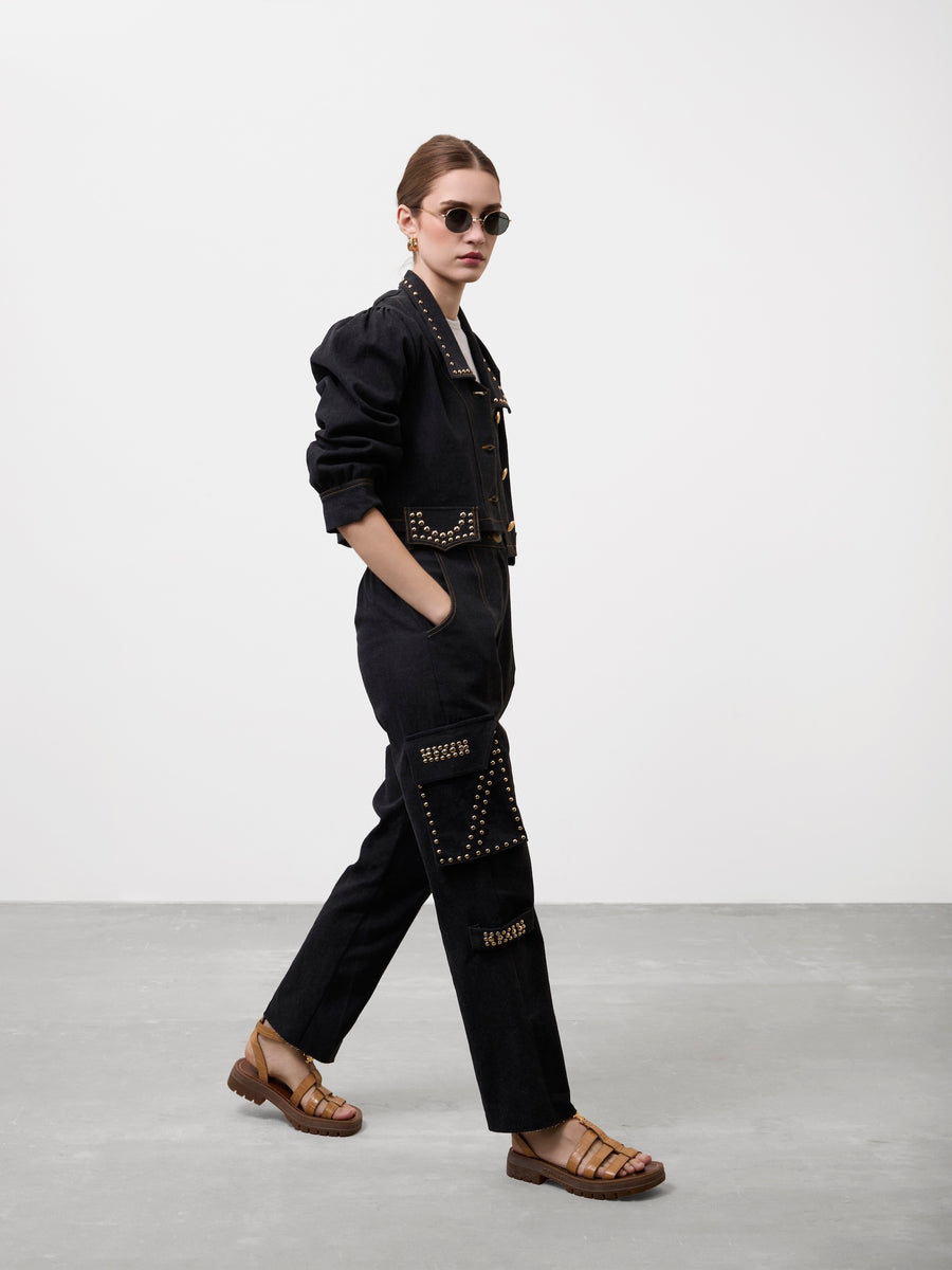 STUDDED CARGO JEANS