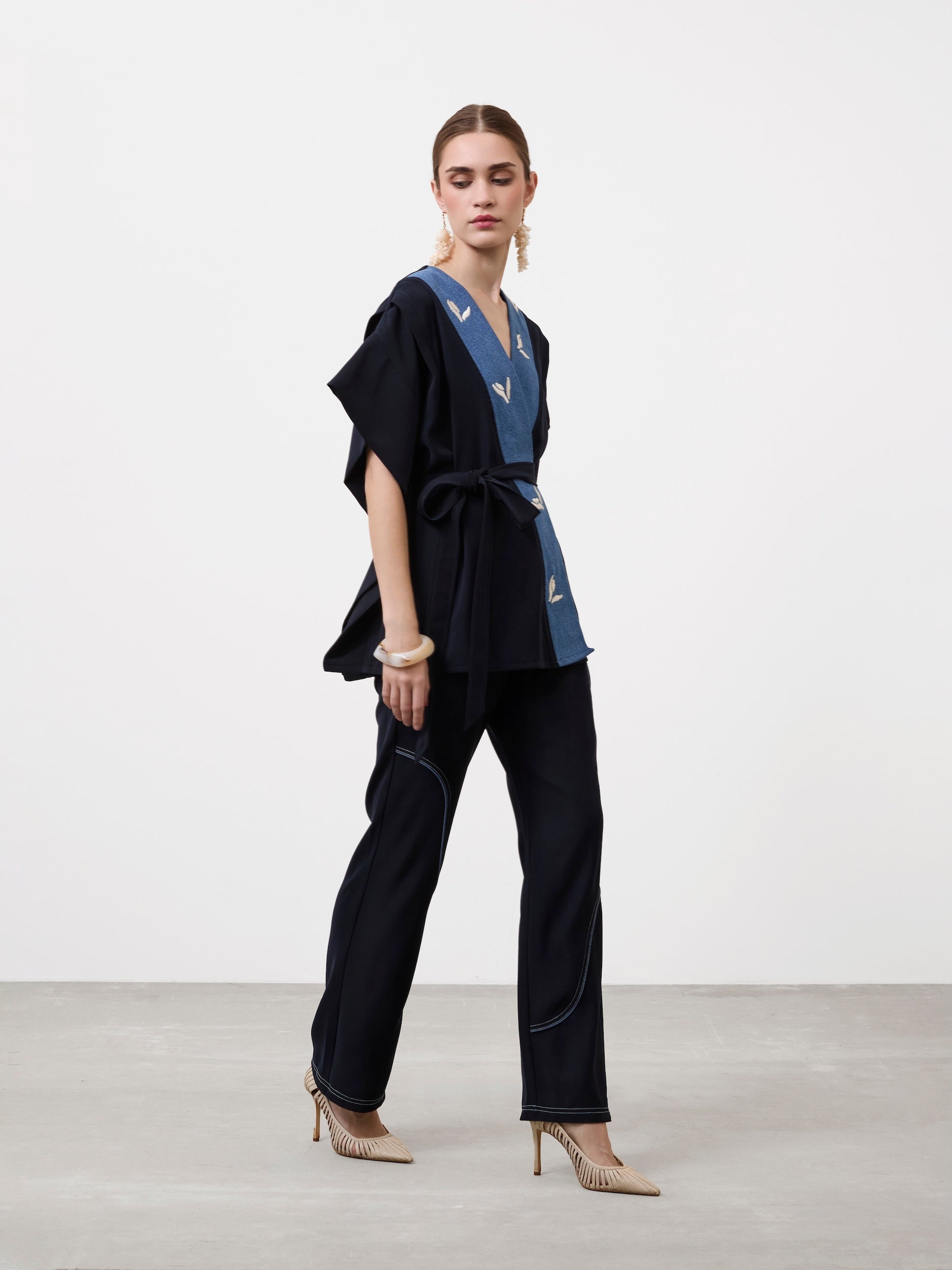 EDGY WAVE STRAIGHT-LEG TROUSERS