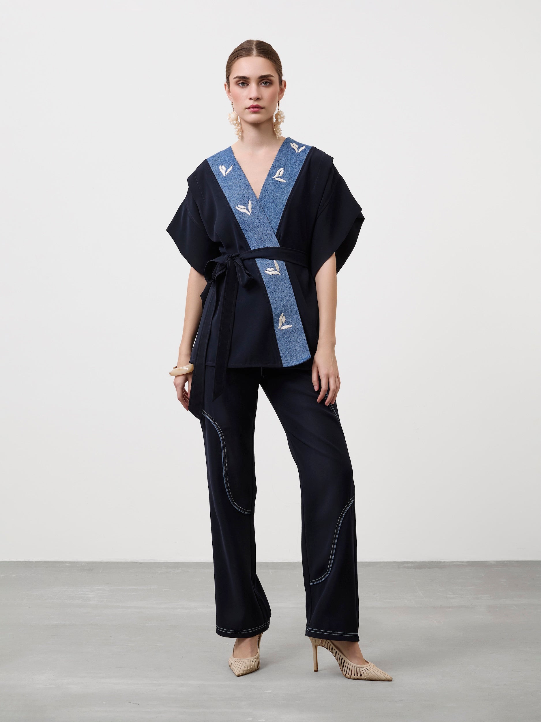 EDGY WAVE STRAIGHT-LEG TROUSERS