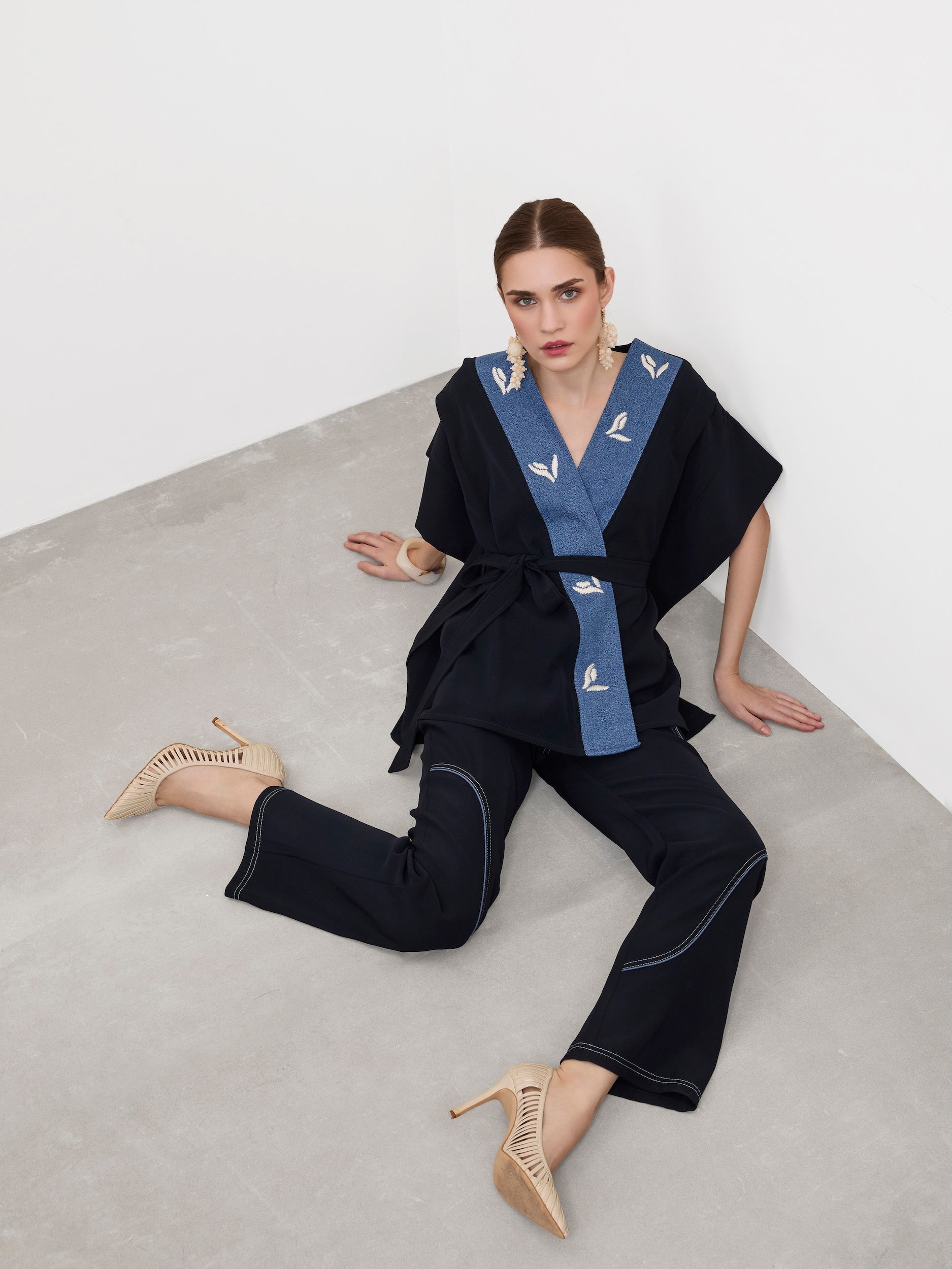 EDGY WAVE STRAIGHT-LEG TROUSERS