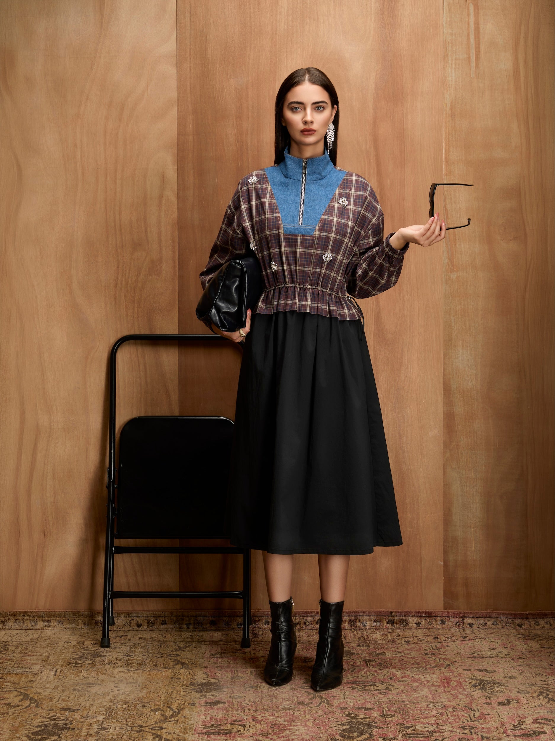 VARSITY CHECK DRESS