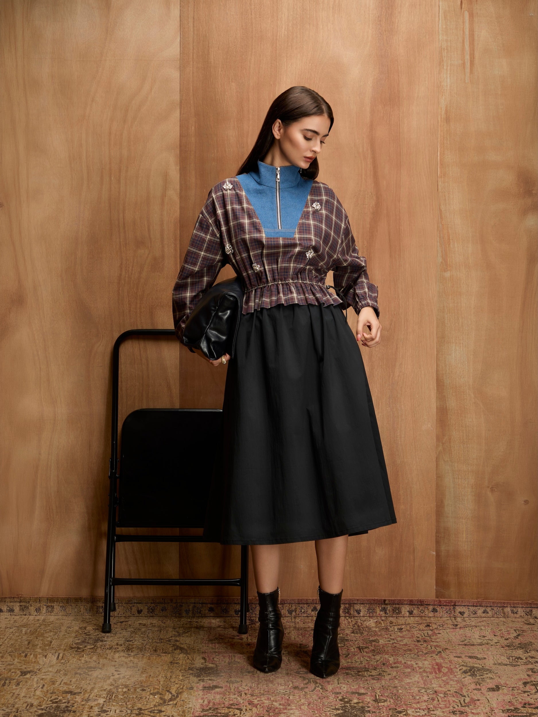 VARSITY CHECK DRESS