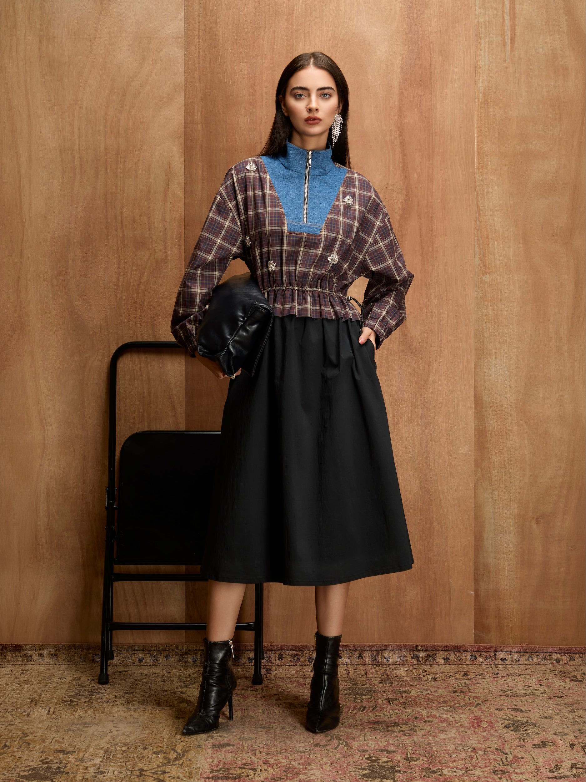 VARSITY CHECK DRESS