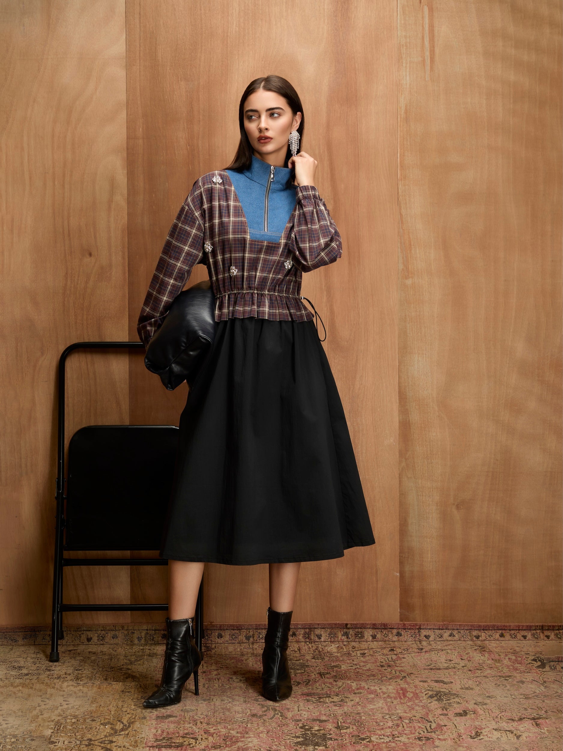 VARSITY CHECK DRESS