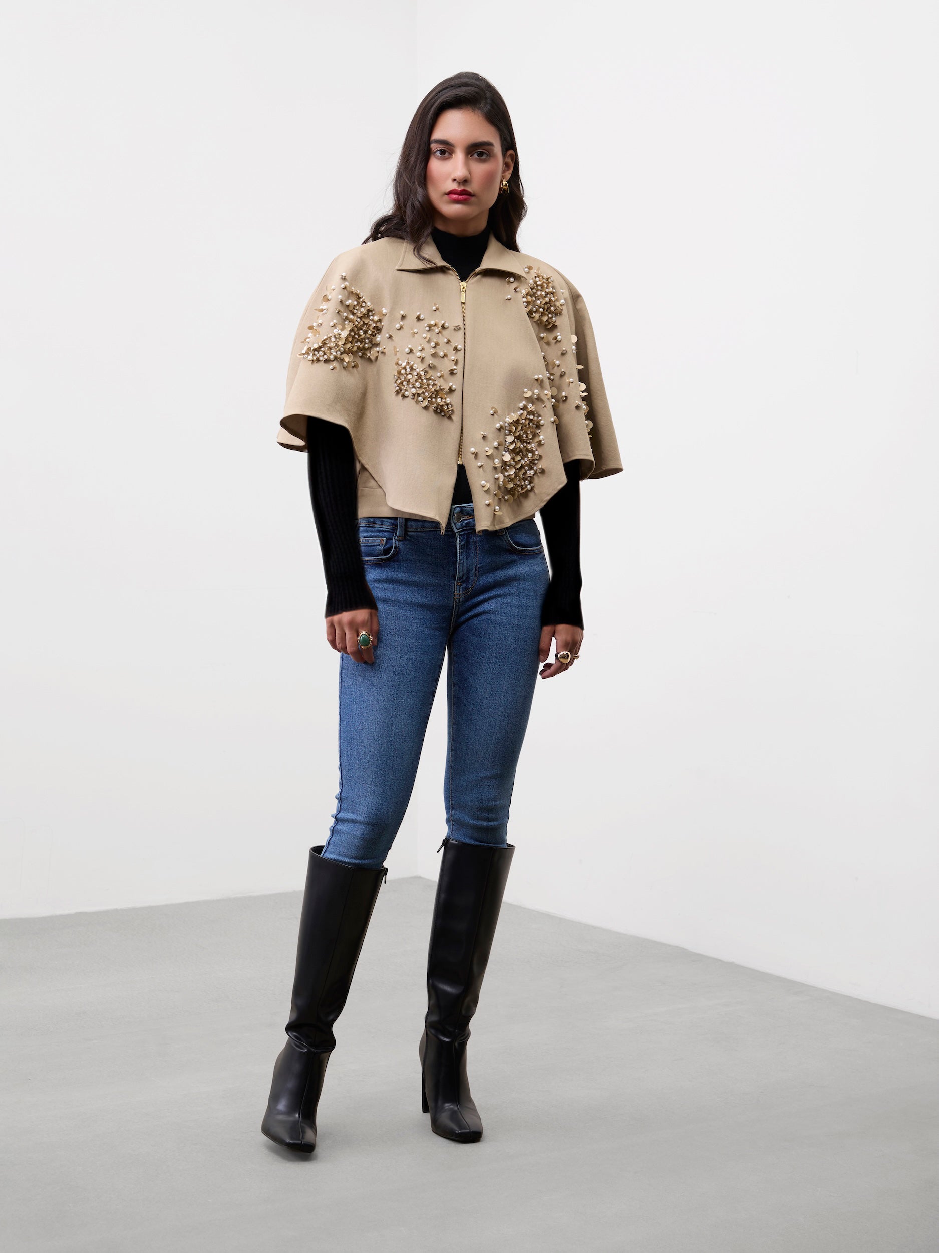OPULENT SEQUIN CAPE TOP