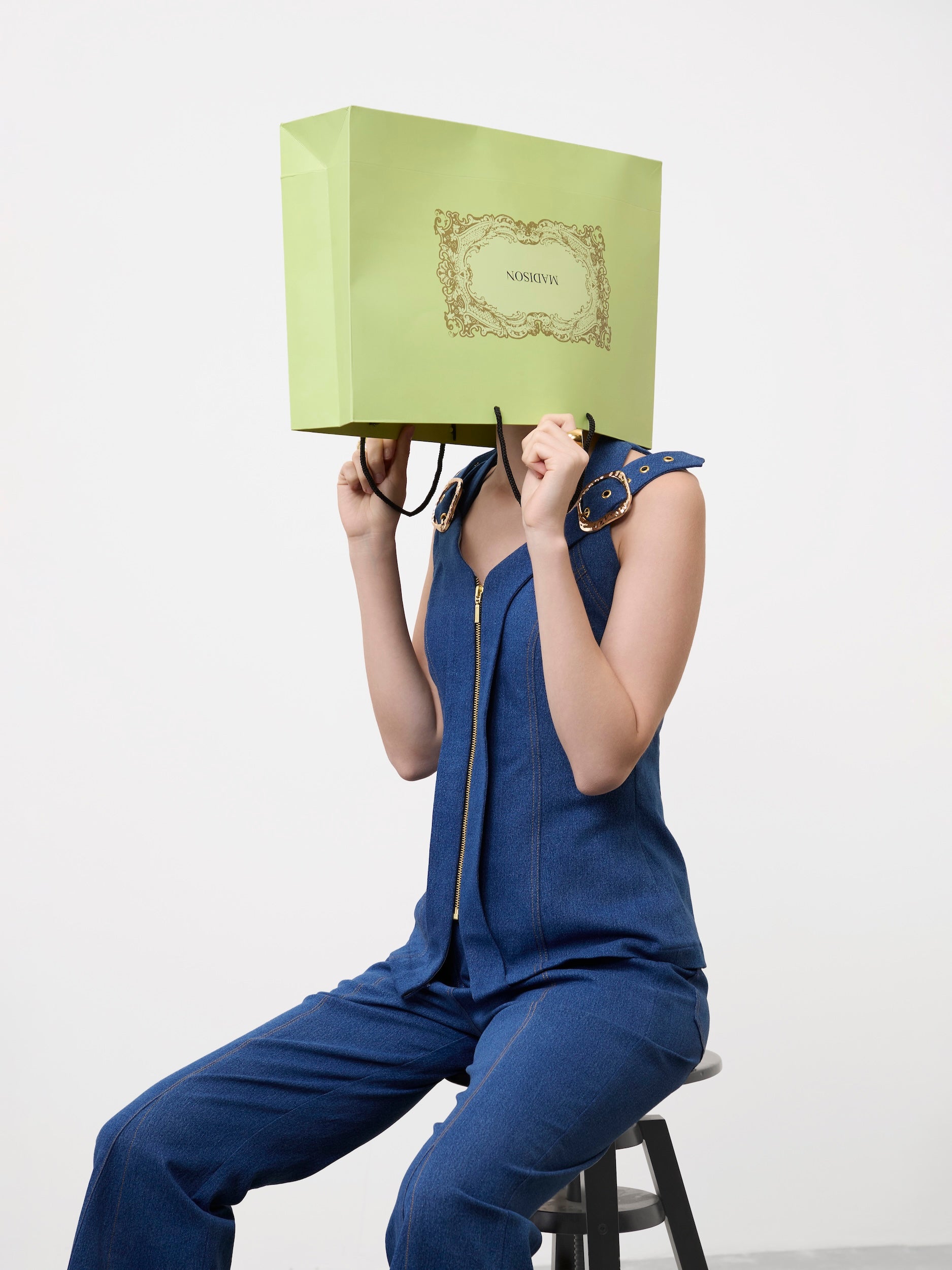 SKYLINE ZIPPER DENIM TOP