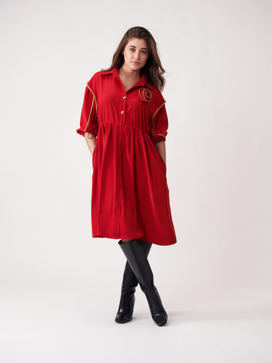 ROSETTE MIDI DRESS