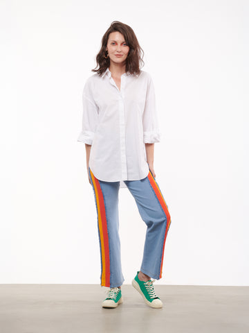 STRIPE STRAIGHT-LEG JEANS