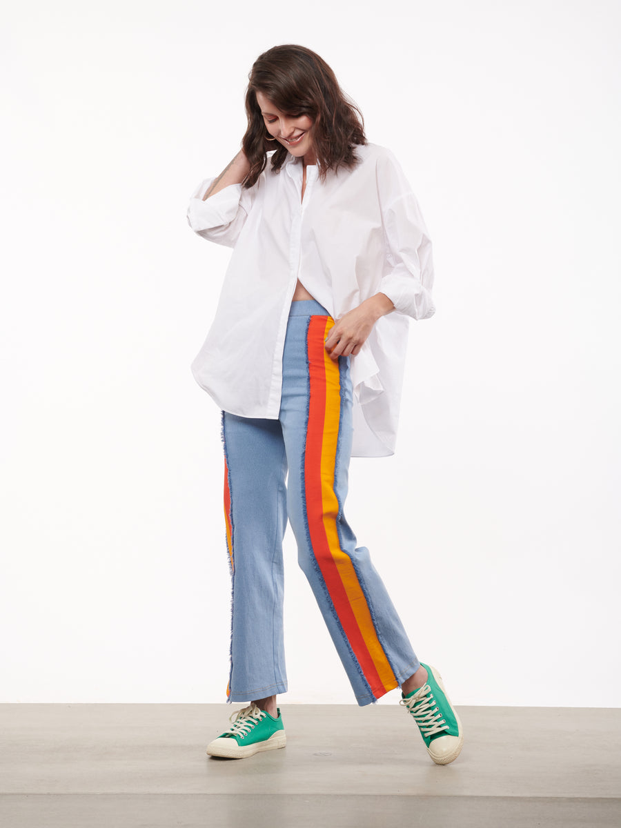 STRIPE STRAIGHT-LEG JEANS