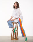 STRIPE STRAIGHT-LEG JEANS