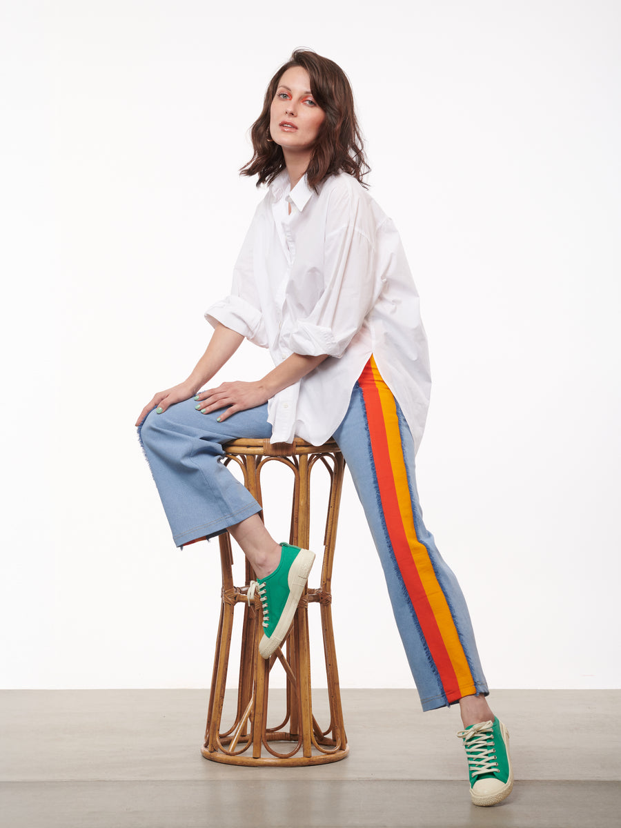 STRIPE STRAIGHT-LEG JEANS