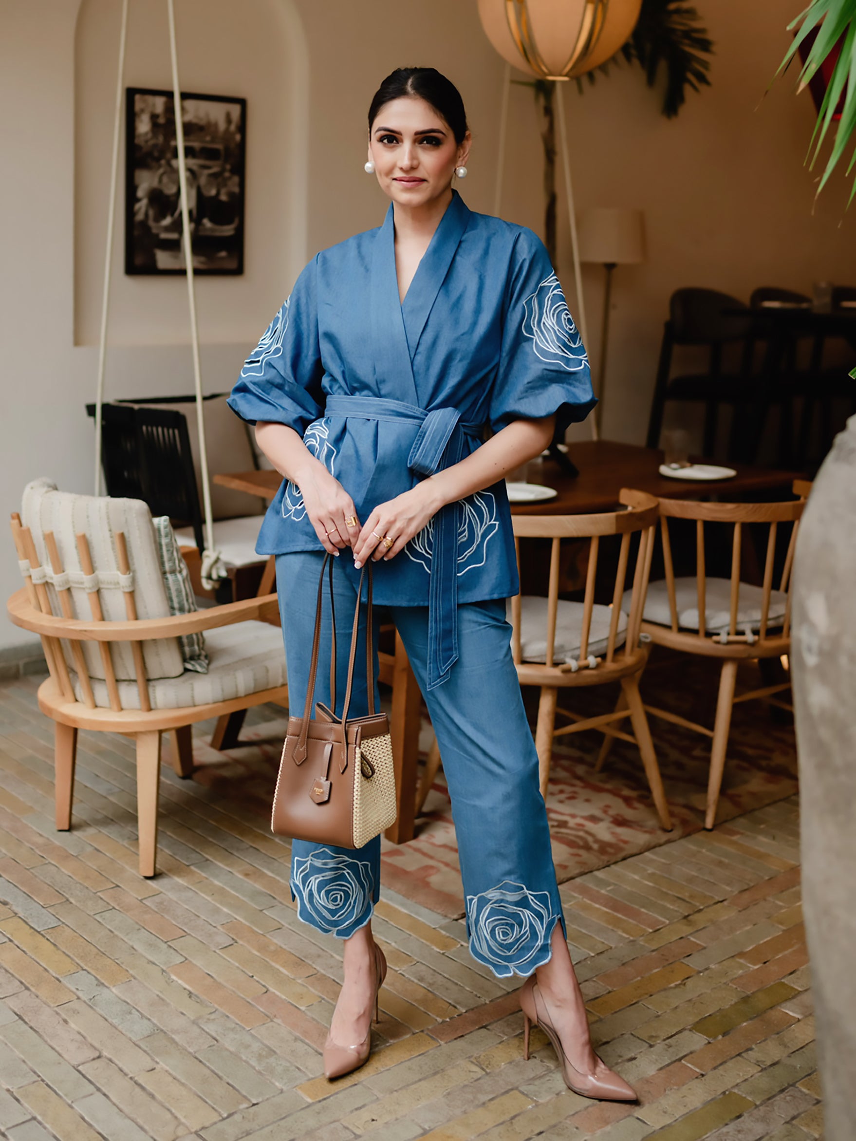 RICHA BEGANI IN OUR WRAP-A-ROSE TOP