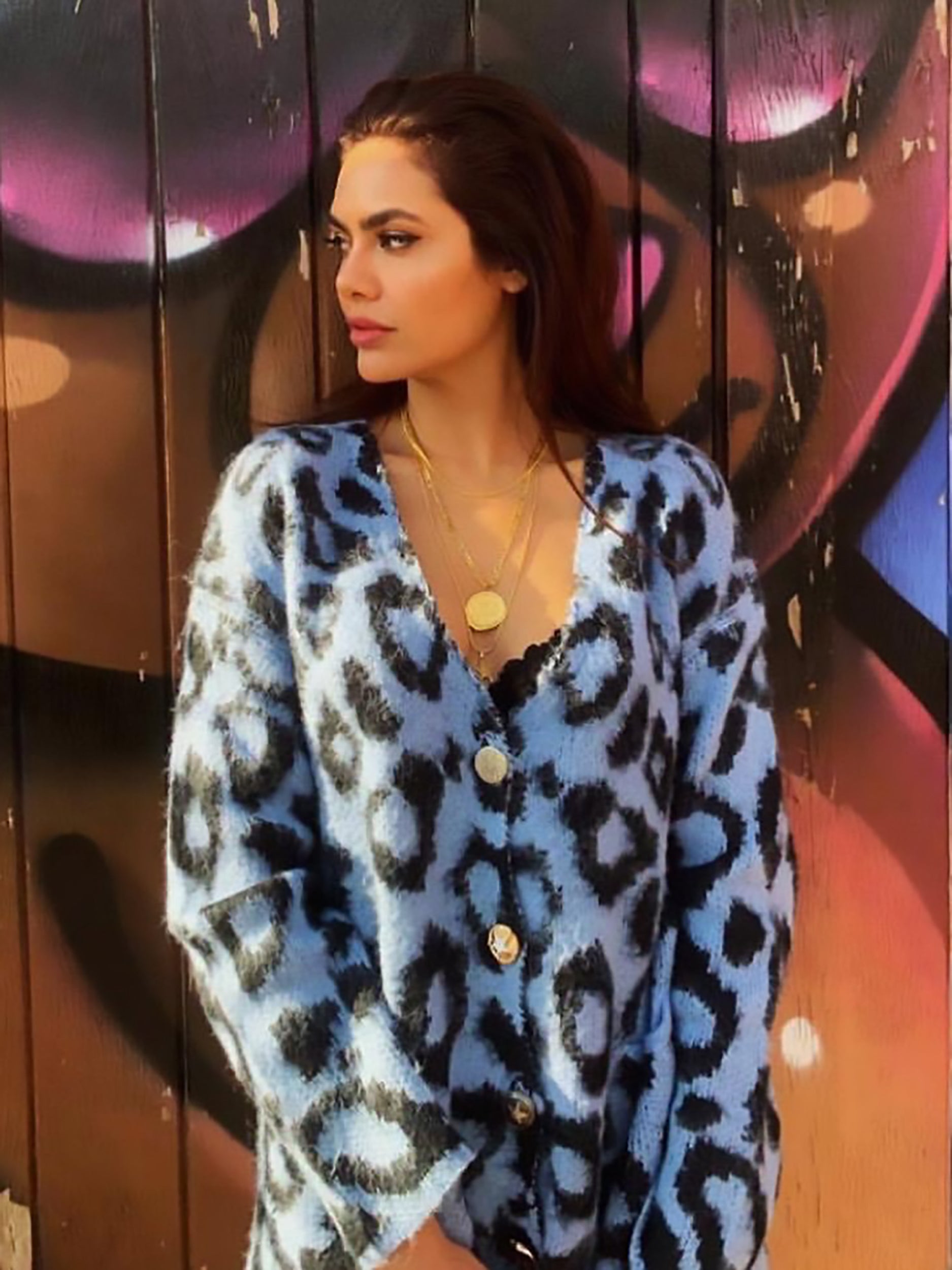 ESHA GUPTA IN OUR LEOPARD CARDIGAN