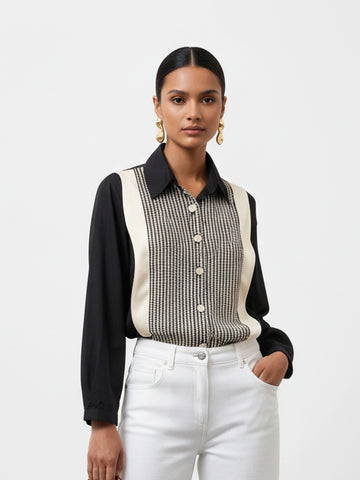 CROCHET YOKE SHIRT