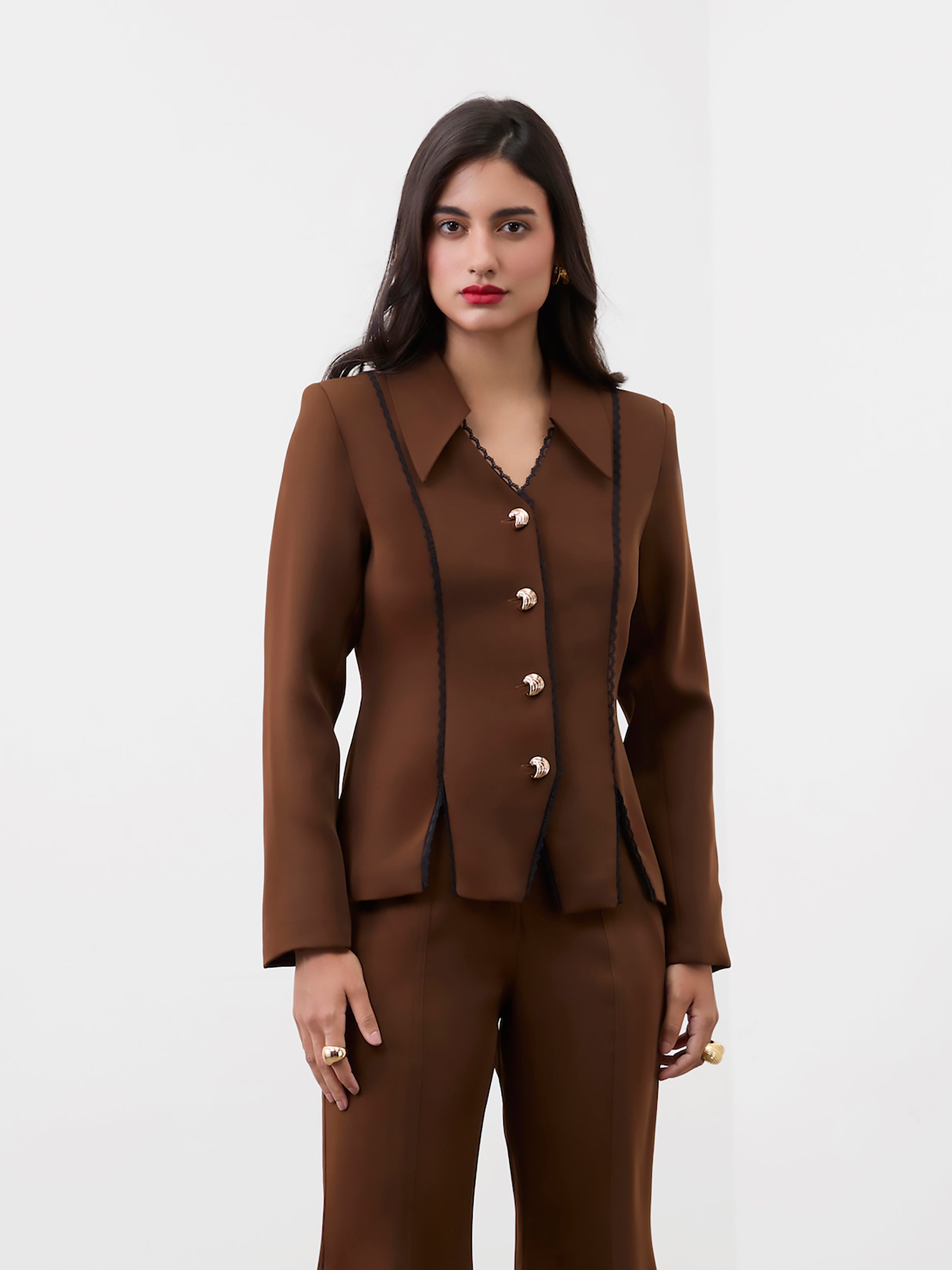 CHESTNUT BLAZER TOP