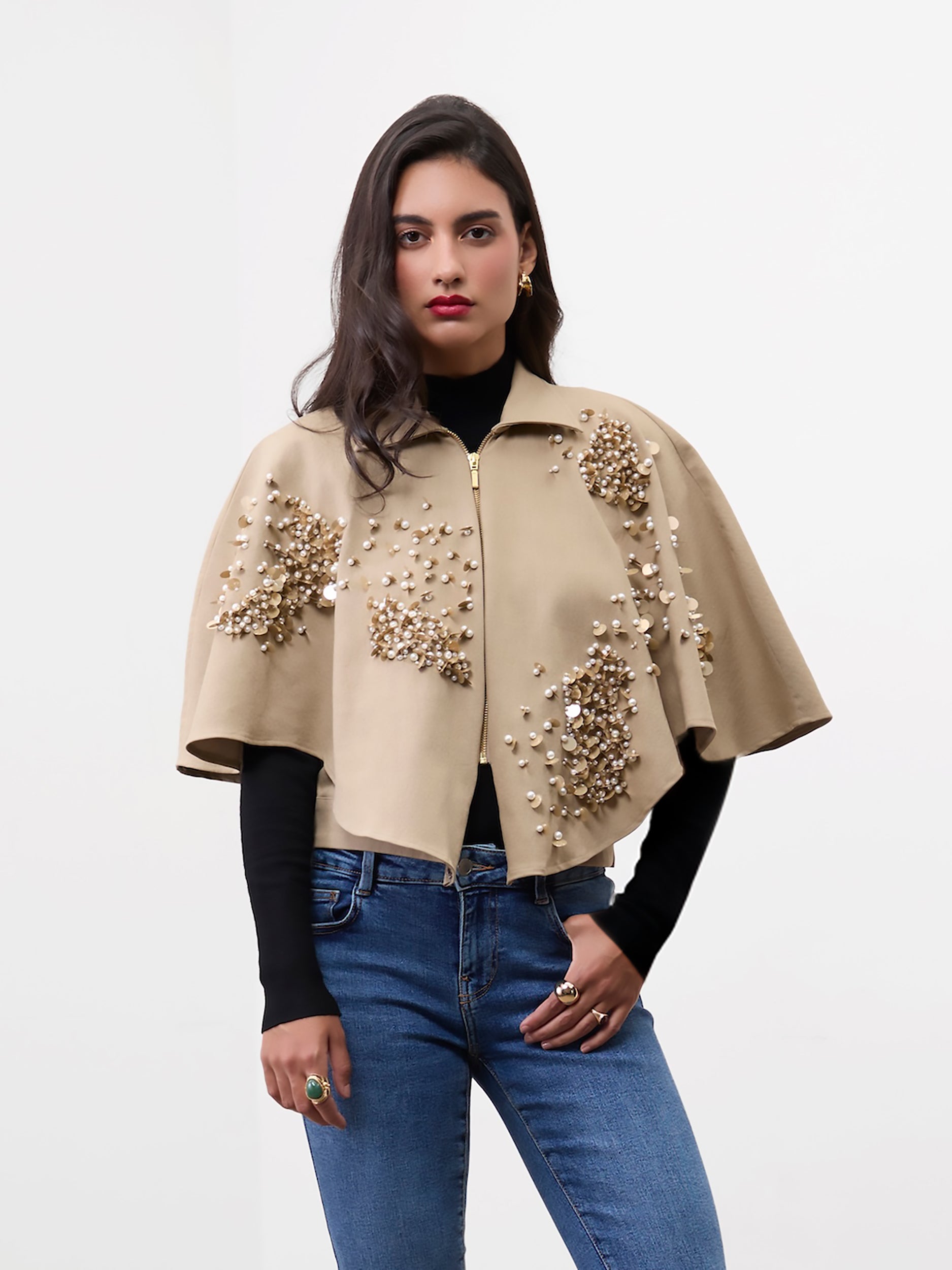 OPULENT SEQUIN CAPE TOP