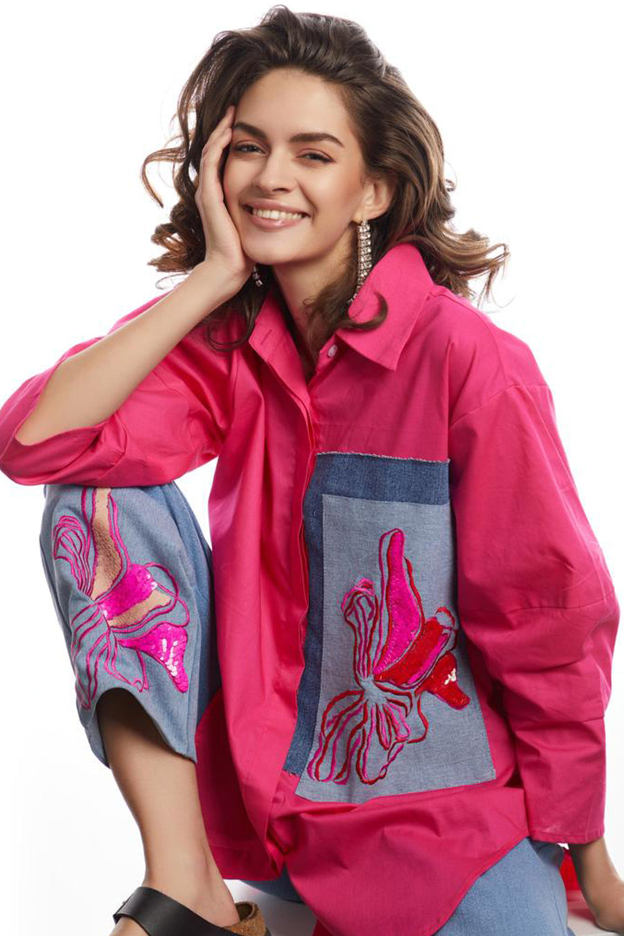 Pink Embroidered Shirt