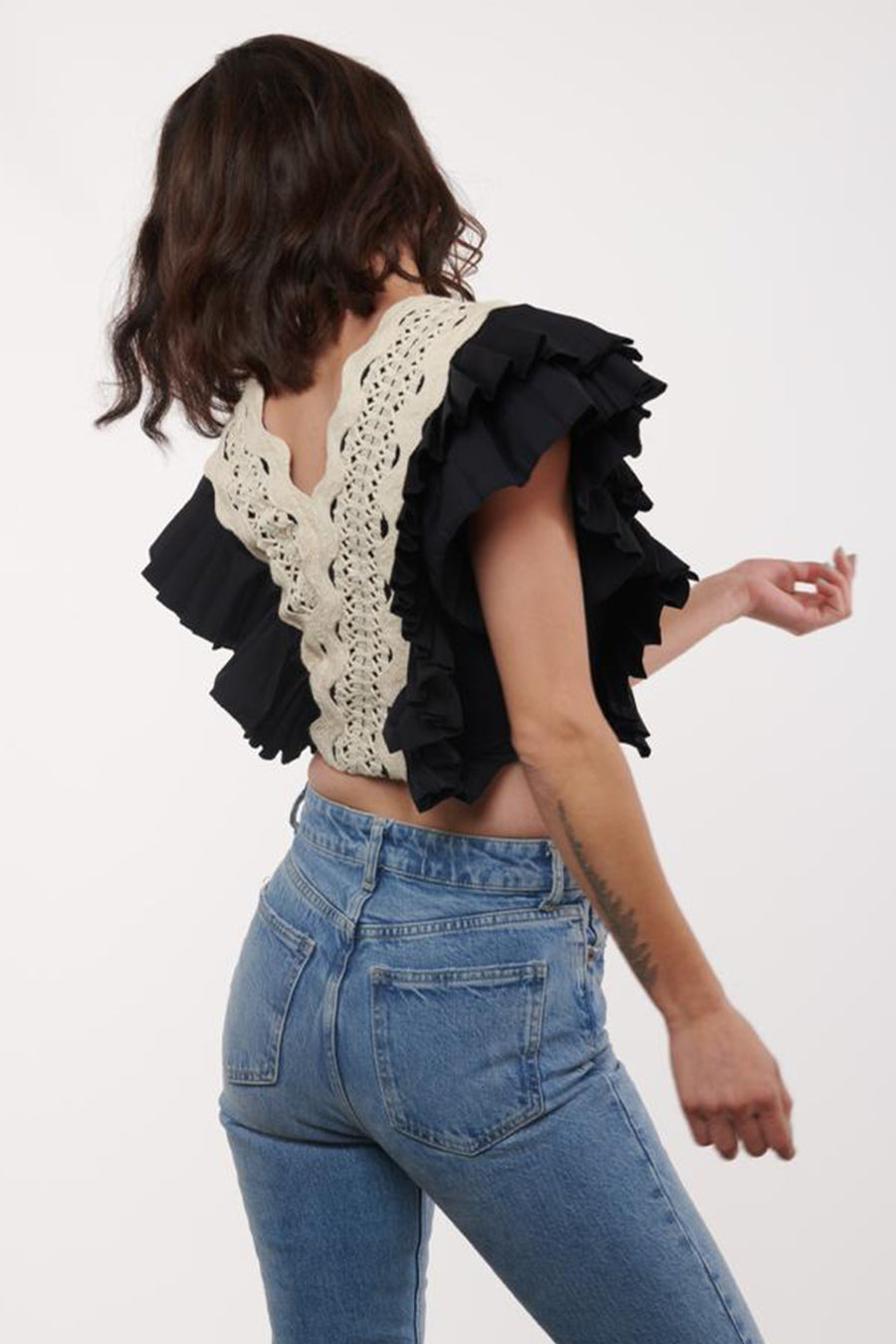 Pleated V- Neck Crop Top