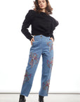 Floral Embroidery Pants