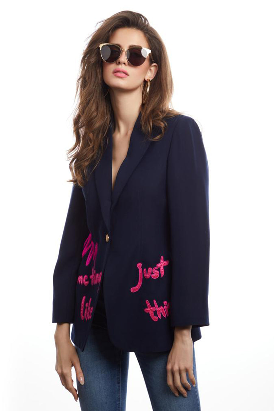 Navy Text Blazer