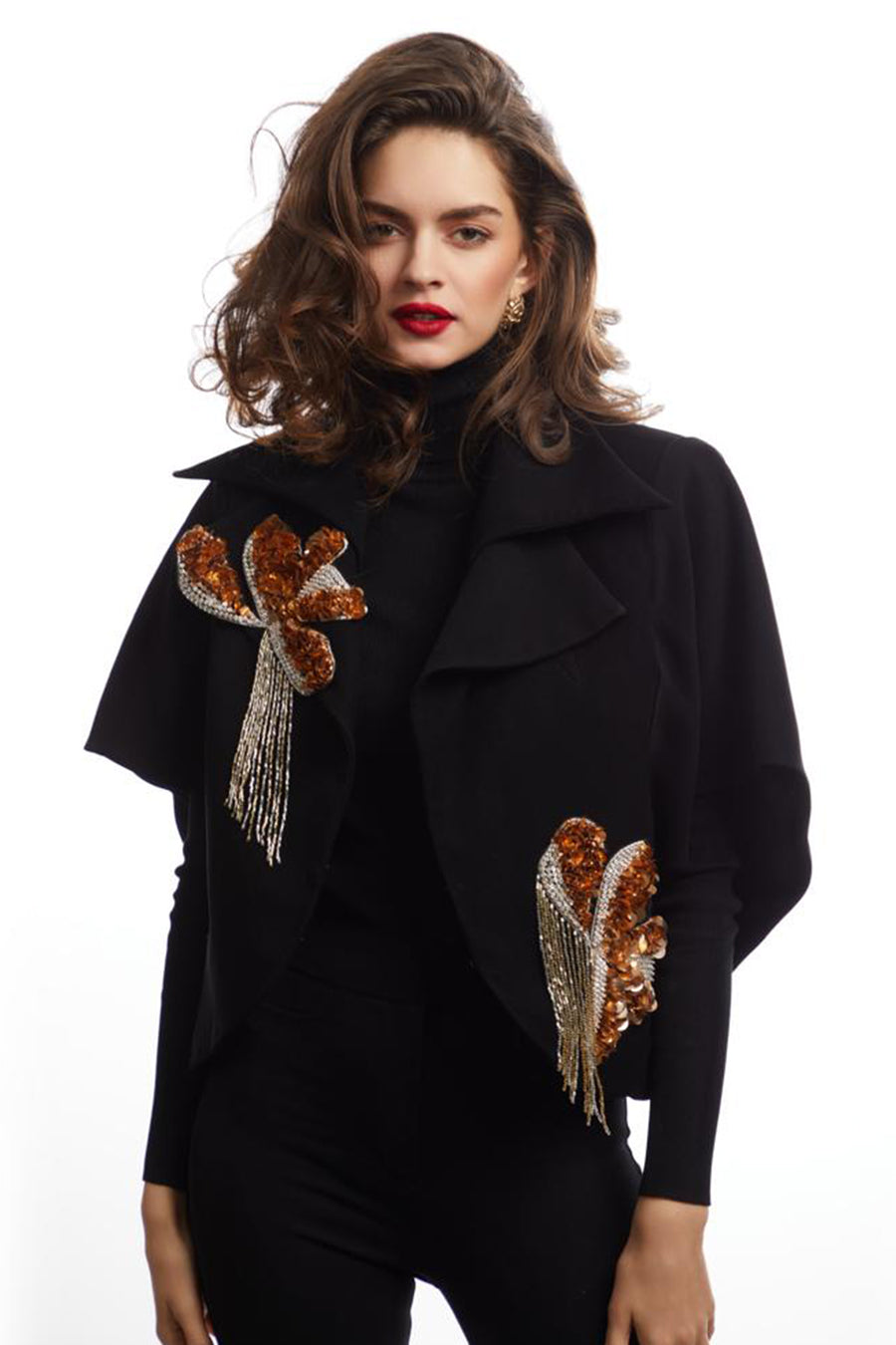 Black Embroidered Cape