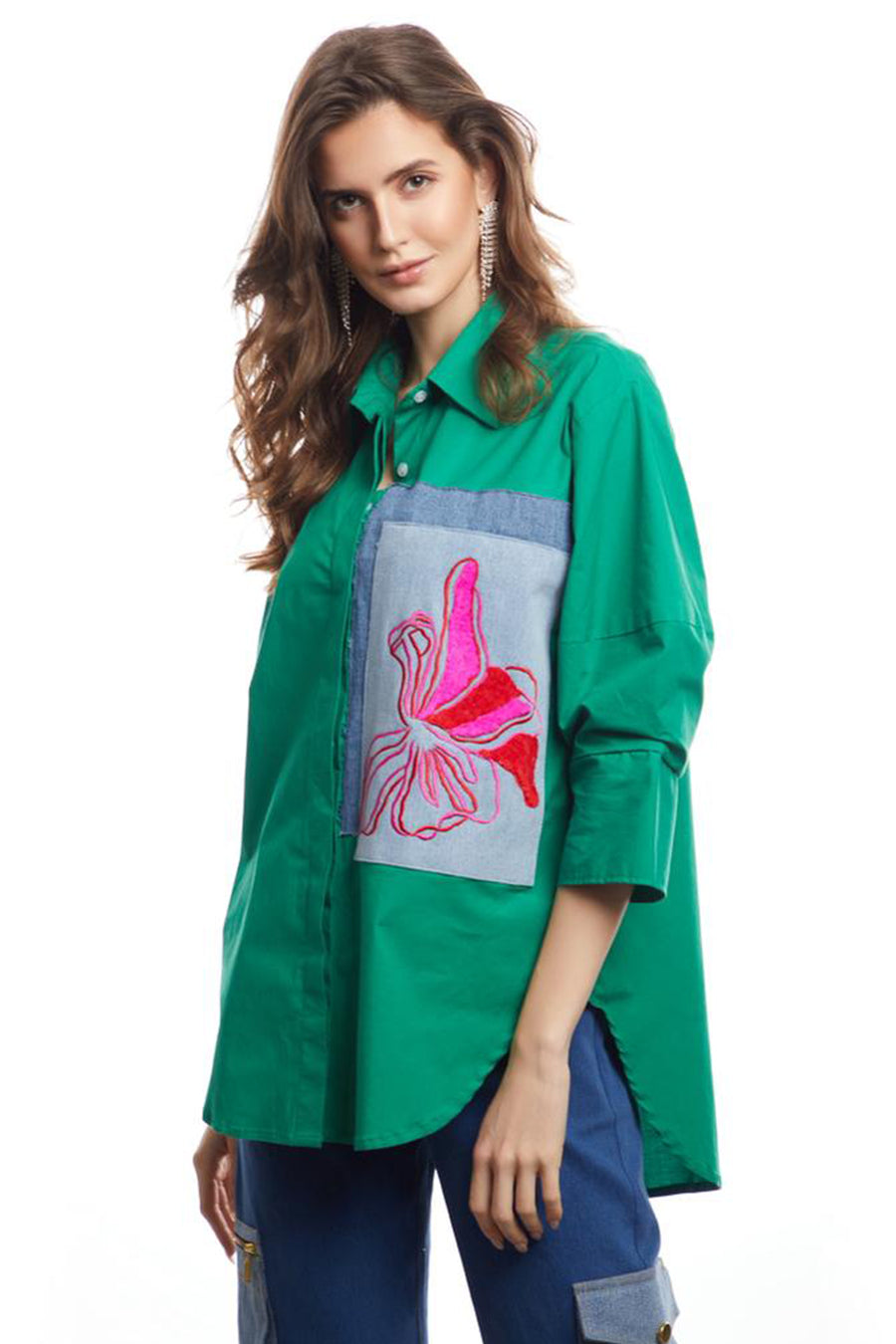 Green Embroidered Shirt