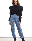 Floral Embroidery Pants