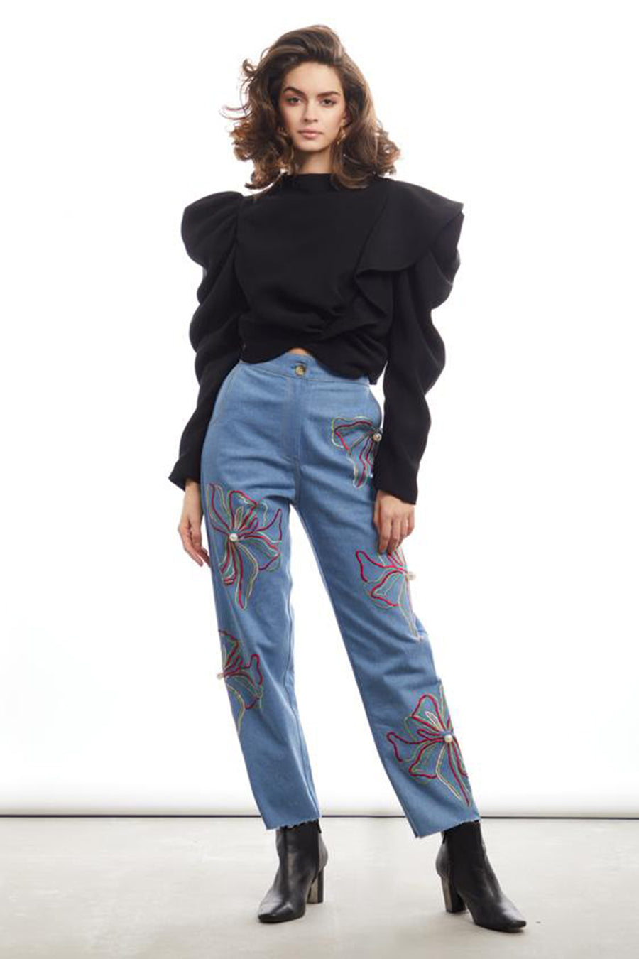 Floral Embroidery Pants