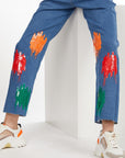 Denim Sequin Feather Pant