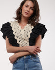 Pleated V- Neck Crop Top