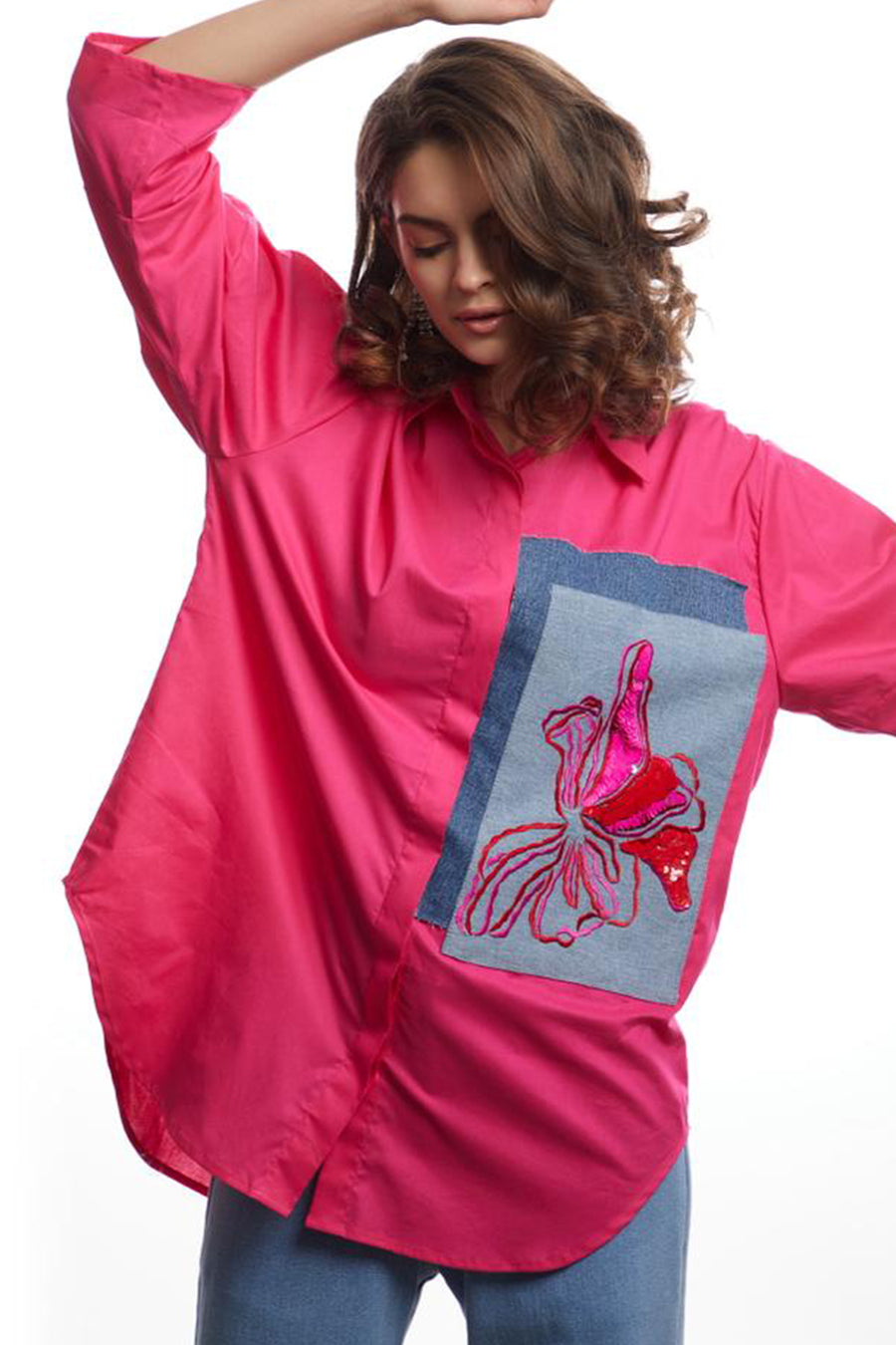 Pink Embroidered Shirt